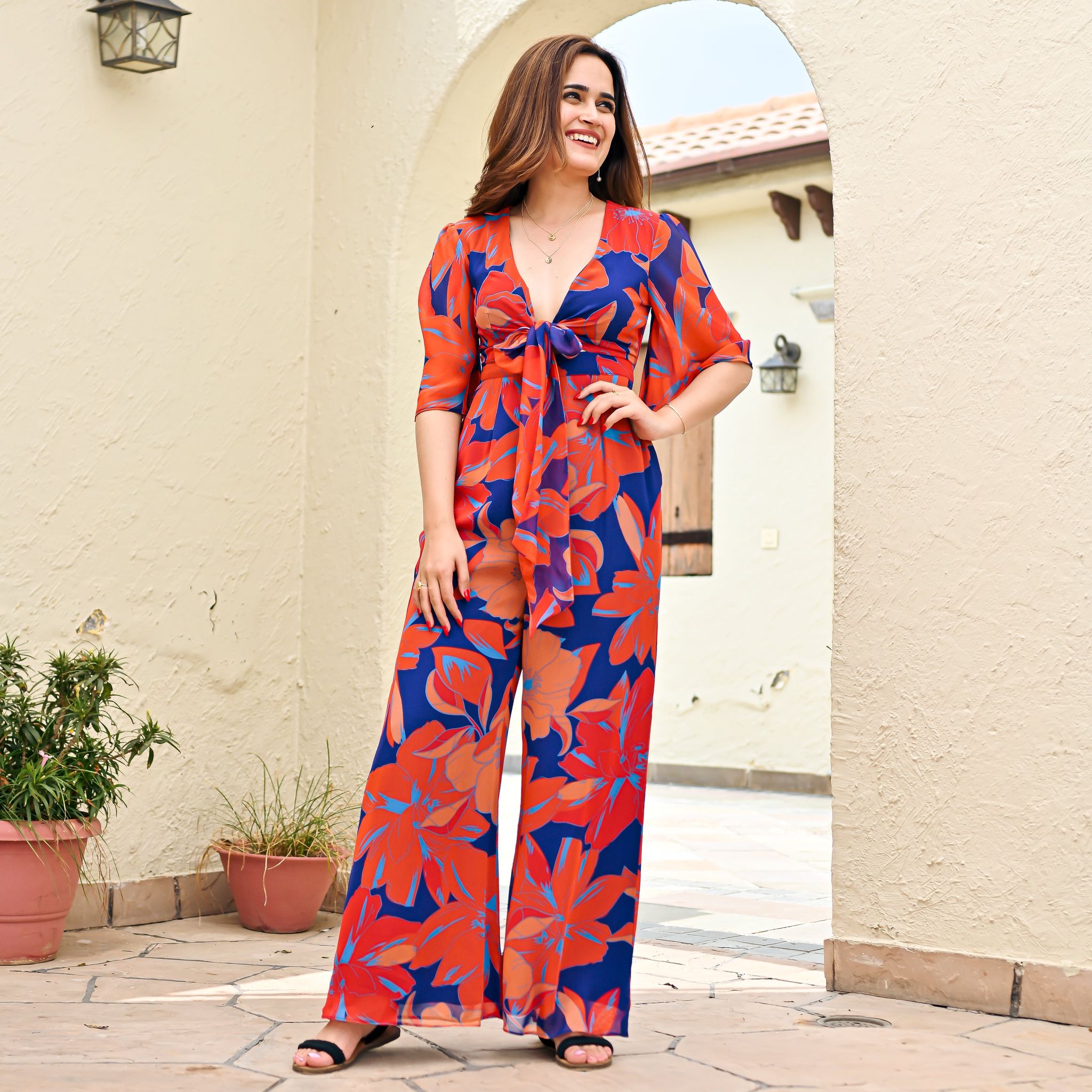 Tropicana Knotted Jumpsuit-XS