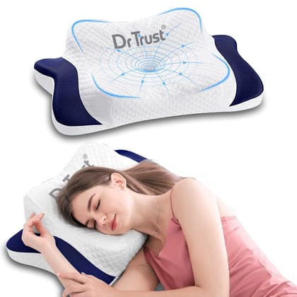 Dr Trust USA Anti-Snoring Pillow, for Neck Pain, Head & Shoulder Support Butterfly Orthopaedic Memory Foam Cervical Pillow Effective for Sleep Apnea, Insomnia, Snoring, & Stress Cushion 399