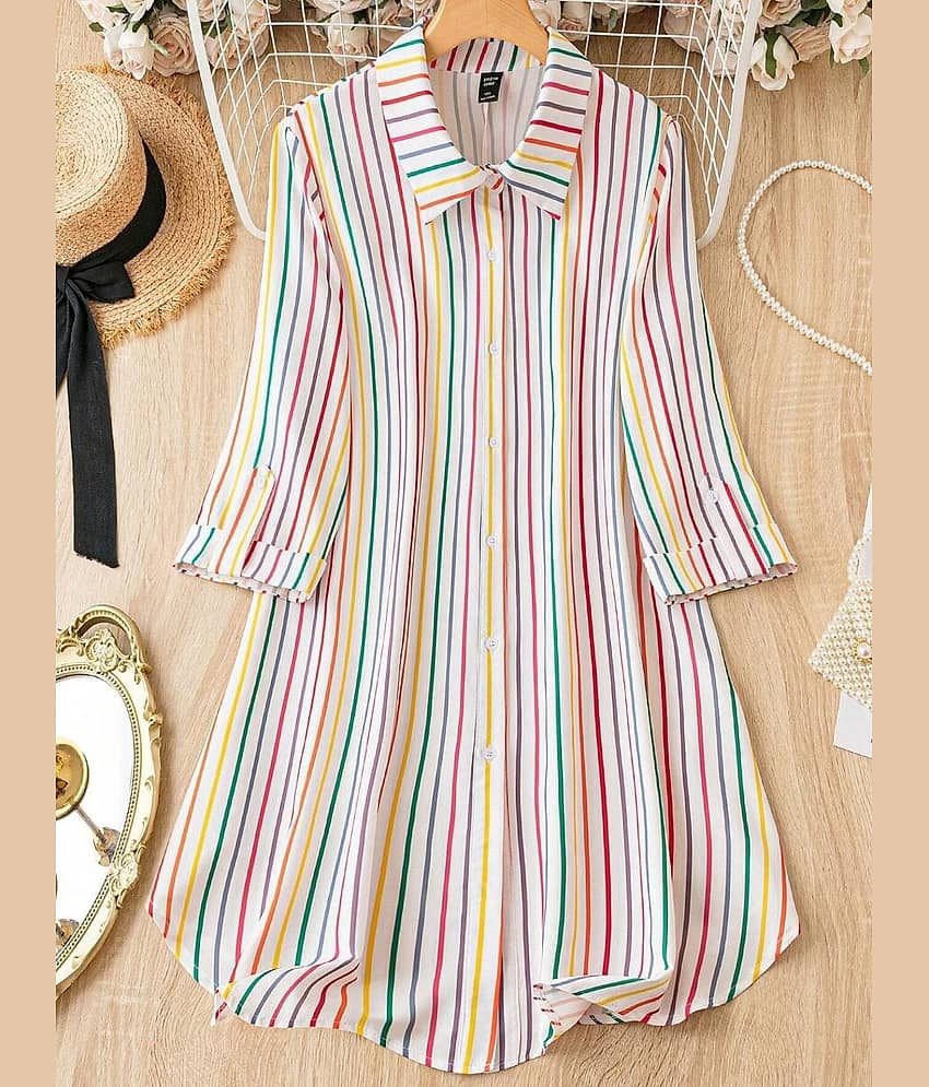 Sheetal associates Women Crepe Printed A-line Dress ( White )