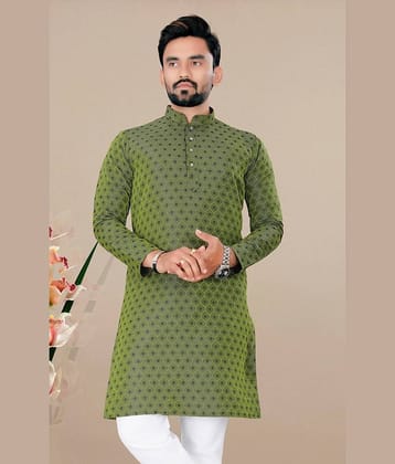 Balaji's Olive Green Silk Men's Regular Kurta ( Pack of 1 )