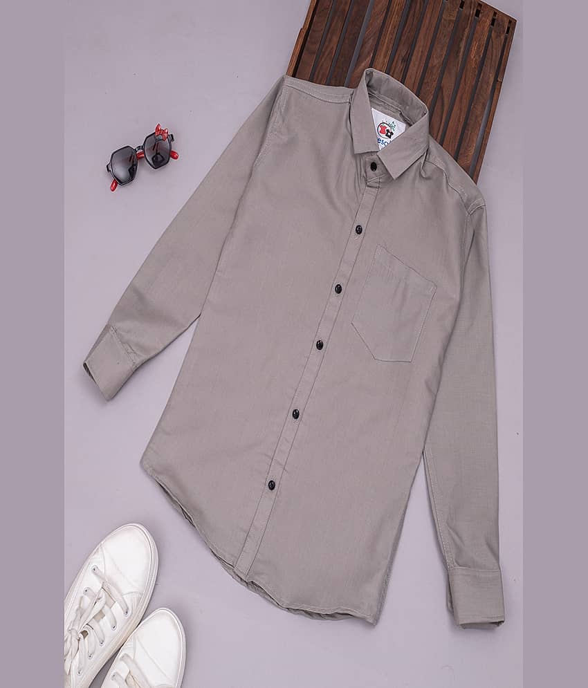 Qurobri Pack of 1 Boys Cotton Blend Shirt ( Gray )