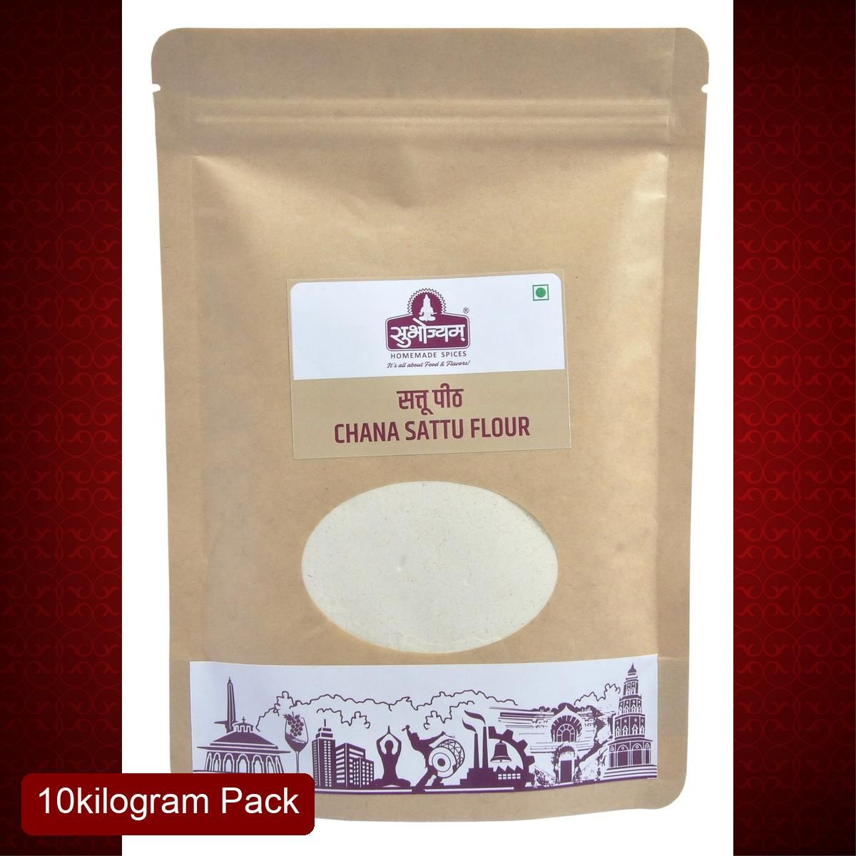 Subhojyam Sattu Aata (10 Kg) | Premium Roasted Gram Flour (Sattu) | Bulk Wholesale Pack