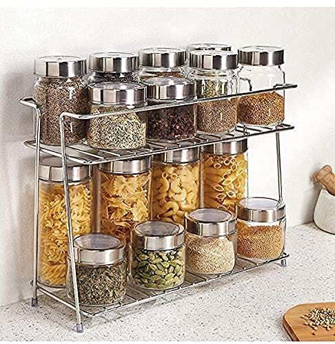 Cri8Hub Tabletop Spice Rack For Your Kitchen_Countertop Spice s And Masala Rack 2 -Tiered Shelf And 2 Layer
