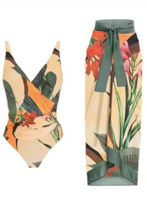 Printed Padded Monokini with a Sarong S