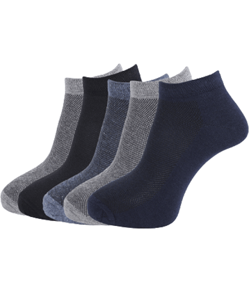 Dollar Socks - Cotton Men's Self Design Multicolor Low Cut Socks ( Pack of 5 )