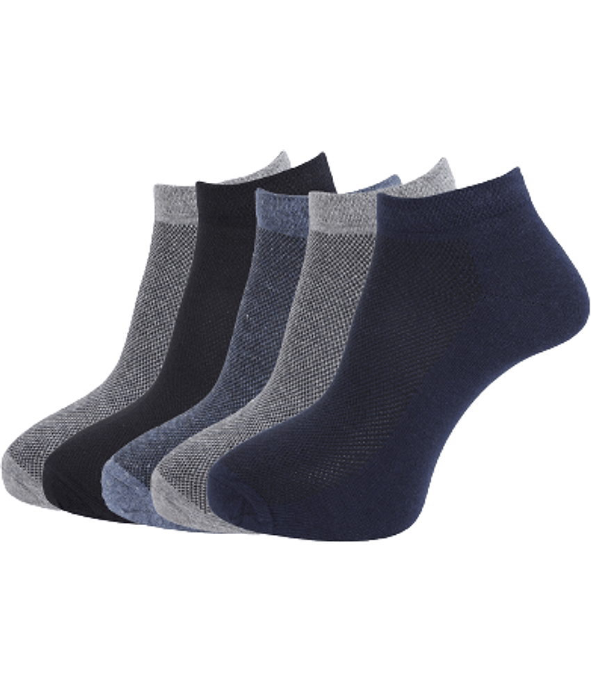 Dollar Socks - Cotton Men's Self Design Multicolor Low Cut Socks ( Pack of 5 )