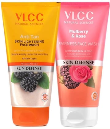 Vlcc Combo Kit Of Anti,Tan & Mulberry & Rose Face Wash ,150Ml(Pack Of 2)