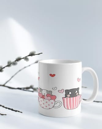 The Magical Gifts Cute Princess Cat Printed Mug with Crown Adorable Pink Cat Coffee Cup for Kids Girls Cat Lovers Gift for Birthday Office Use Cute Ceramic Tea Mug