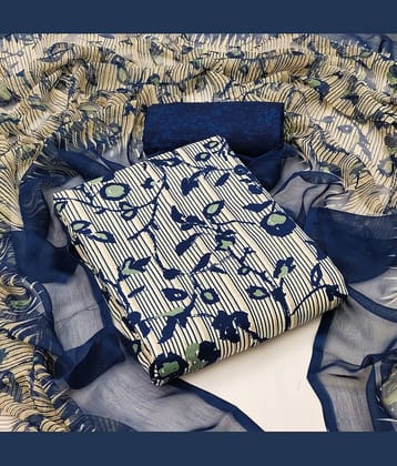 Anand Unstitched Crepe Printed Dress Material - Navy Blue ( Pack of 1 )