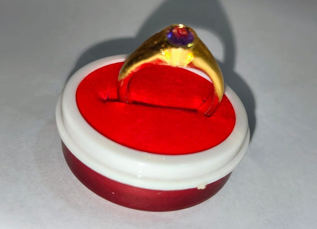 Gold plated Ring with Oval Amethyst Stone