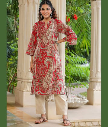 Royal Export Pack of 1 Viscose Printed Straight Women's Kurti - ( Purple )