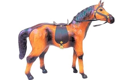 RAHUL HANDICRAFT Leather Home Decor Horse Statue (Standing Horse Brown) - Kids Indoor Statue