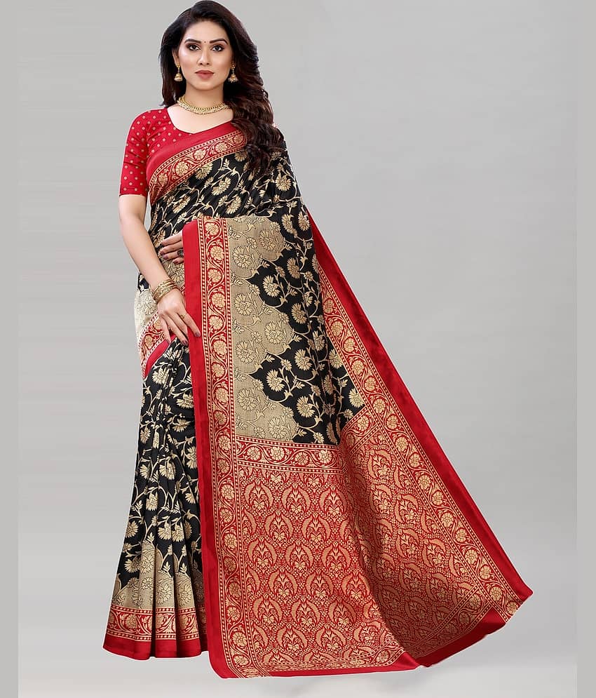 Saadhvi Cotton Silk Woven Saree With Unstitched Blouse Piece ( Black )