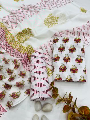 Cotton suit Set with Mulmul Dupatta