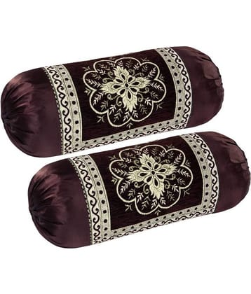 MAHALUXMI COLLECTION Set of 2 Velvet Bolster Covers (Size - 16 In X 35 In)