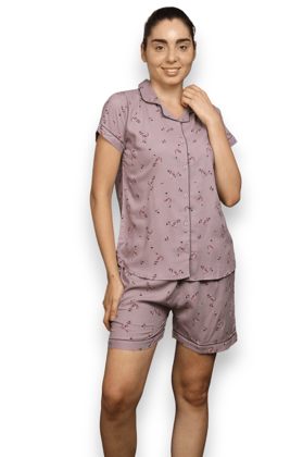 Vieviana Front Open Nightwear|Ev17014-Purple / M