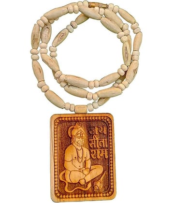 Authentic Tulsi Original & Natural Wood Tulsi Kanthi Mala With Hanuman ji Sita Ram