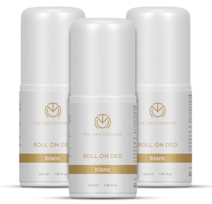 The Man Company Deodrant Roll on Combo Set for Men - Blanc | Premium Fragrance with 24-Hour Freshness | Removes Body Odour | Compact & Easy-To-Use - 55ml*3 The Man Company Deodrant Roll on Combo Set for Men - Blanc | Premium Fragrance with 24-Hour Freshn