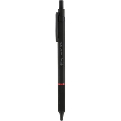 Rotring Rapid Pro Black Retractable Ball Point Pen,Metal Body,Hexagonal Barrel,Push-Button Cap,Non-Slip Metal Knurled Grip.