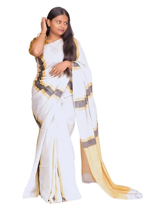 Tisser Luxury Zari Tissue Silk Saree with Blouse Piece – Classic Gold
