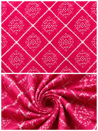 5 Meter Premium Chinon Bandhani Print Fabric for Women | Pink | 44 Inch Wide Dress Material