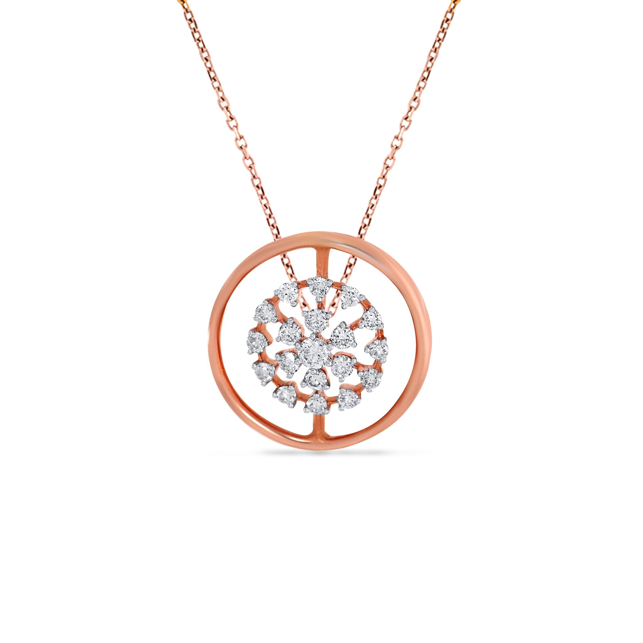 Senco Gold Spherical Beauty Indulgence Diamond Pendant (2 gram / 0.29 Ct / HI-SI / 14K Rose Gold)