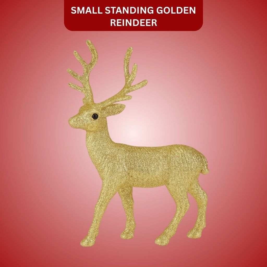 Golden Decorative Standing Reindeer Small - 25cm - Party and Festive Needs | Buy online on ZillyBuy
