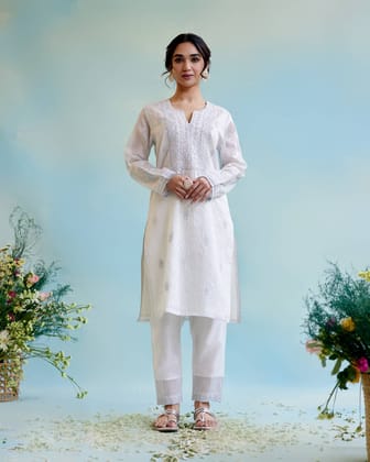 Silver Zari Tissue Kurta-XXS / Silver