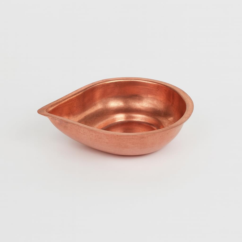 Copper Diya for Puja (Pack of 2) � No. 1 Small Size (47 mm x 57 mm) � Traditional Waterdrop Shape Deepak � Copper Agal Vilakku for Pooja, Home & Office Decor, Festival & Gift
