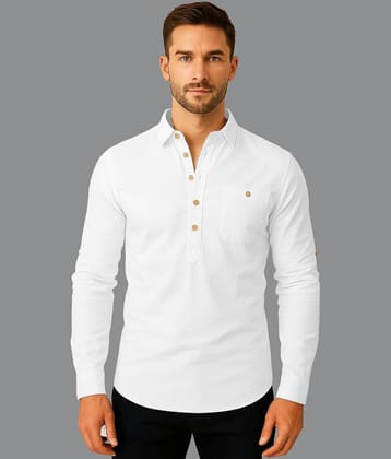 Vida Loca White Cotton Blend Men's Shirt Style Kurta ( Pack of 1 )