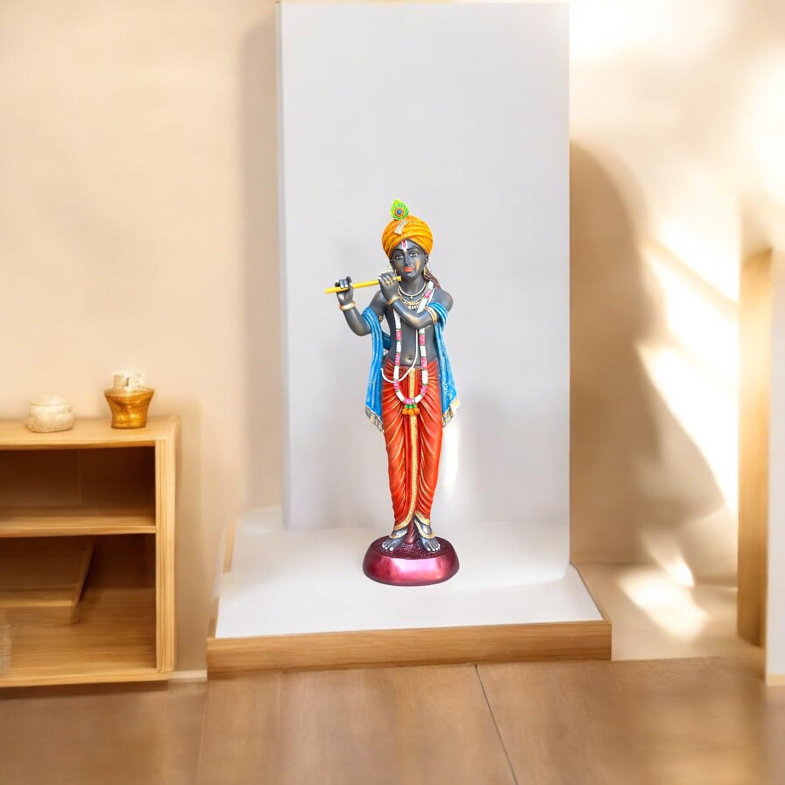 Standing Beautiful Krishan Idol With Bansuri Height- 2.5 feet-Poly Resin