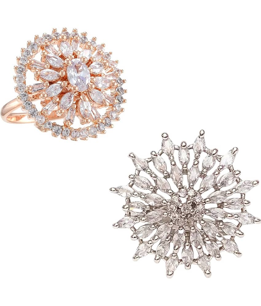 AKLINA Multicolor Rings Combo ( Pack of 2 )