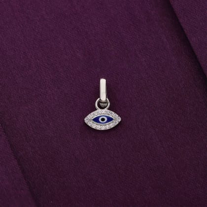 Sterling Silver Zircon Evil Eye Shaped Pendant-White Stone / Silver