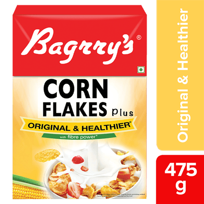 Bagrry'S Corn Flakes Plus Original & Healthier - With Fibre Power, 475 g