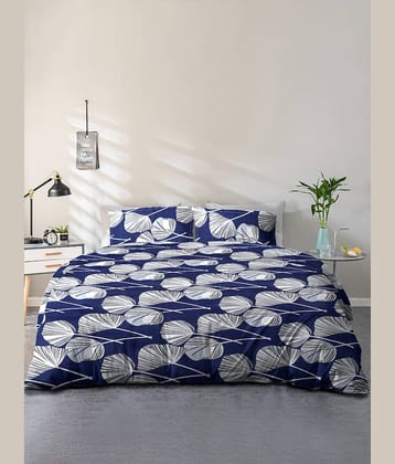 Cortina Cotton 1 Double Queen Bedsheet with 2 Pillow Covers ( Dark Blue )