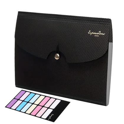 Storite 7 Pocket Expanding File Folder, Accordion File Organizer with Labels, Letter Size Folders for Documents, Portable Filing Folder for School Home Office (Black)