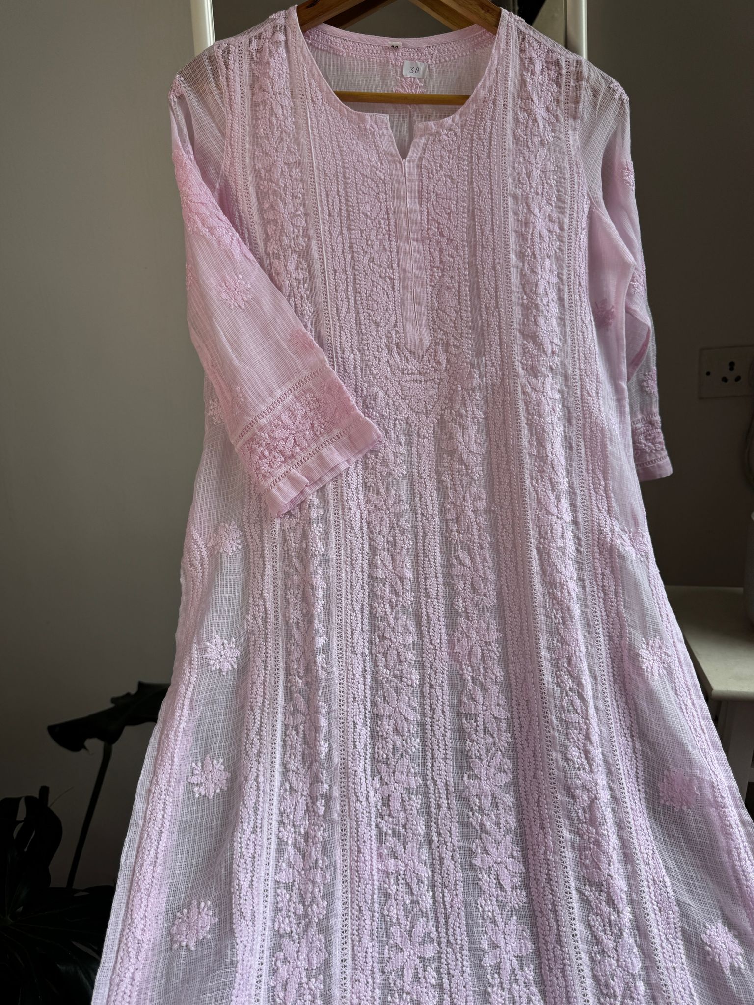 Kota Soft Cotton Chikankari Kurti - Pink - CHAND Collection-Pink / cotton / S