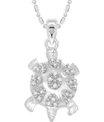 Vighnaharta Tortoise CZ Rhodium Alloy Pendant for Men and Women - [VFJ01115PR]