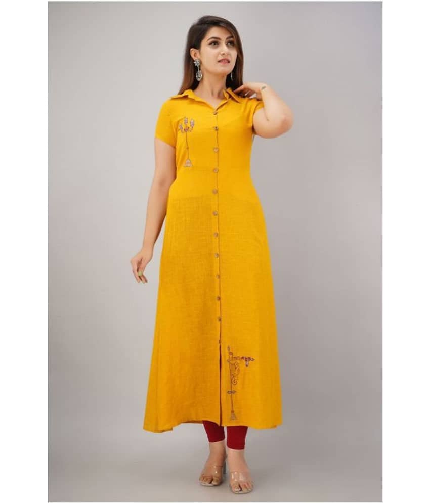 SVARCHI Yellow Cotton A-line Kurti