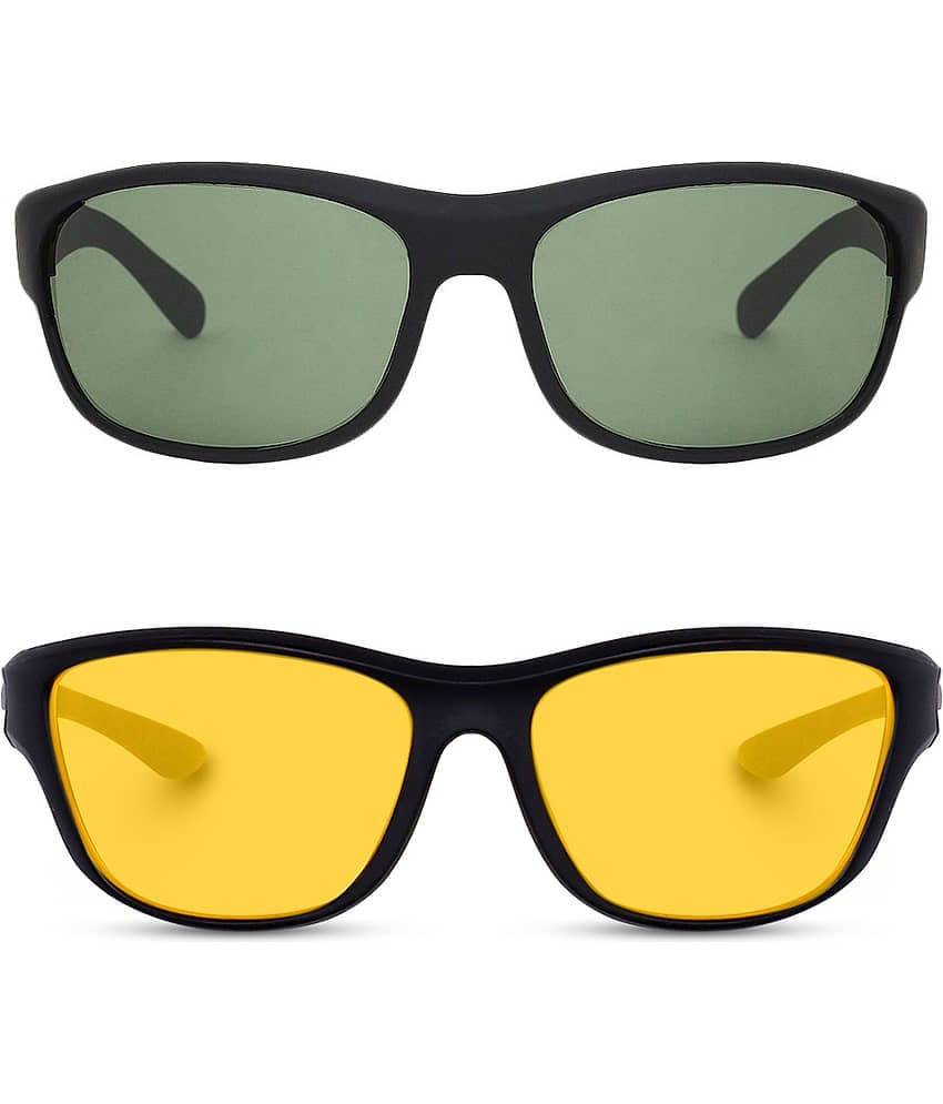 Kanny Devis - Black Wrap Around Sunglasses ( Pack of 2 )