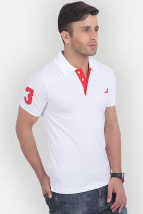 Men's Polo Collar T-Shirt -White-X-Large / White