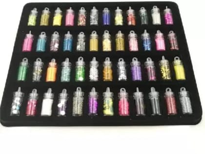 Elecsera 48 Bottles 3D Nail Art Charms Kit Random Nail Art Glitter Sequins Glitter Powder (Multicolor)