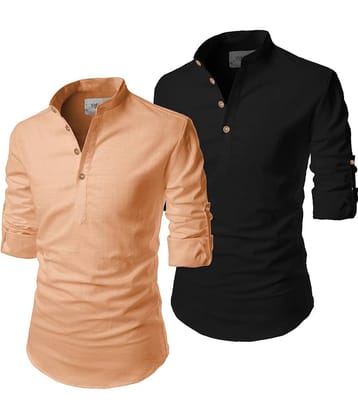 Vida Loca Orange Cotton Blend Men's Shirt Style Kurta ( Pack of 2 )