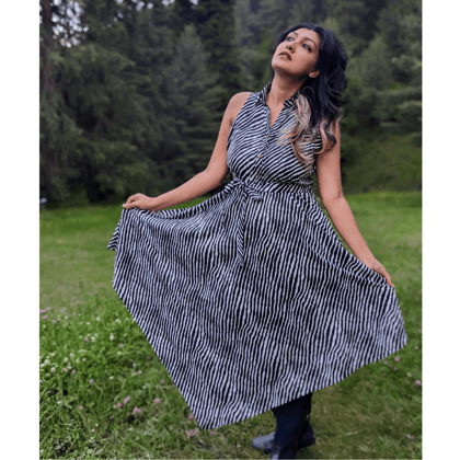 Cotton Malmal Dress for Women | Leheriya Black-Small