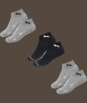 VAMEAR Pack of 3 Men's Cotton Ankle Length Socks ( Black )