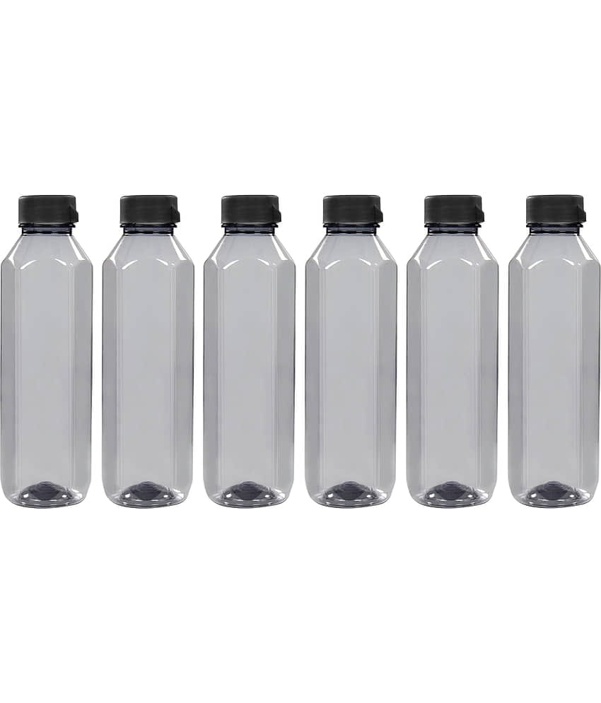 PearlPet Topaz-1000ML-GREEN-6PCS Green Plastic Water Bottle 1000 mL ( Set of 6 )