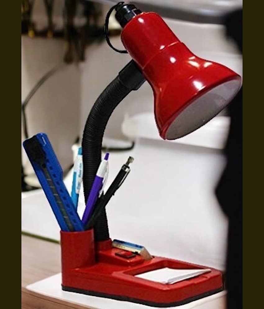 SPARKWORLD Red Study Table Lamp ( Pack of 1 )