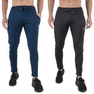Kwings Mens Lower Combo Pack (Pack of 2) Lycra blend Plain sports wear Bottoms