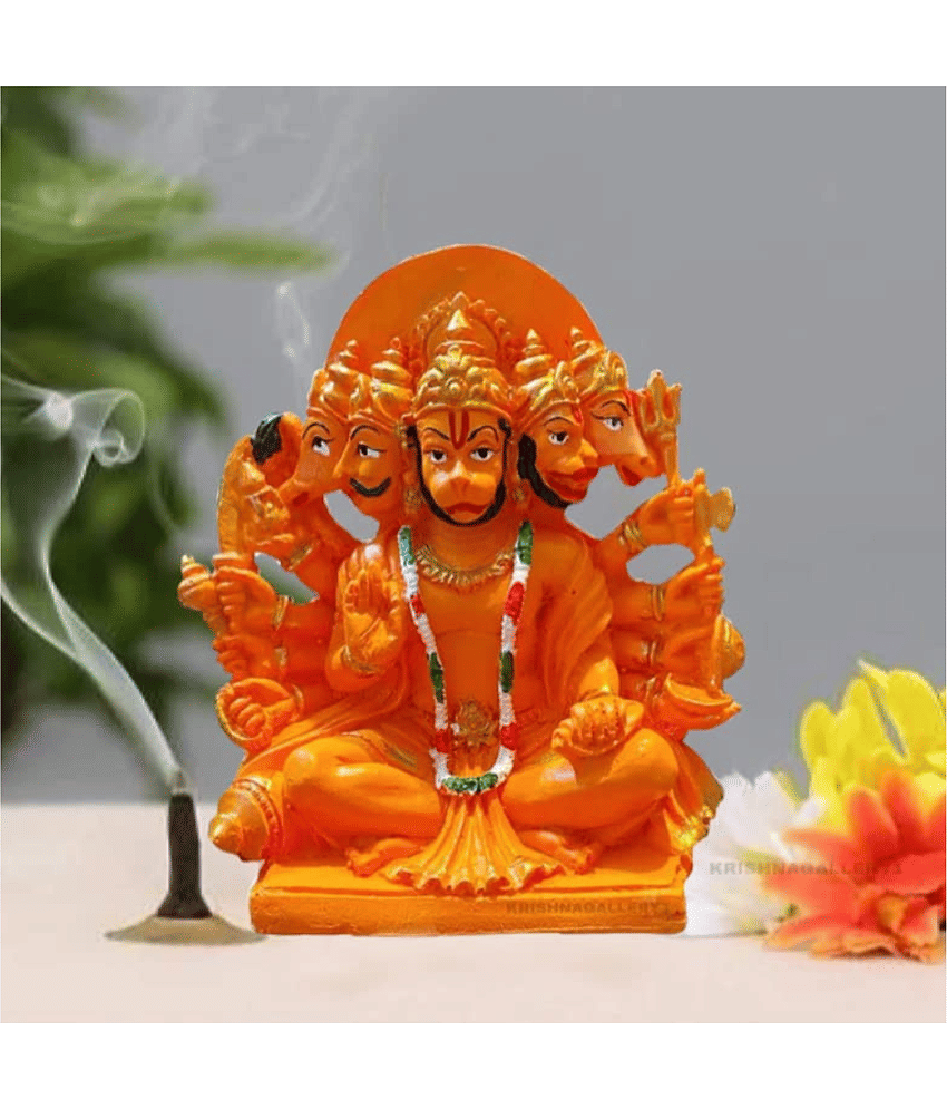NAVYAKSH Brass Punchmukhi hanuman Idol ( 13 cm )