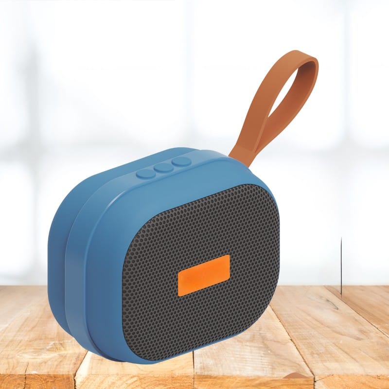 Stylish Portable Bluetooth Speaker with Carry Strap - Compact Design, Big Sound Blue
